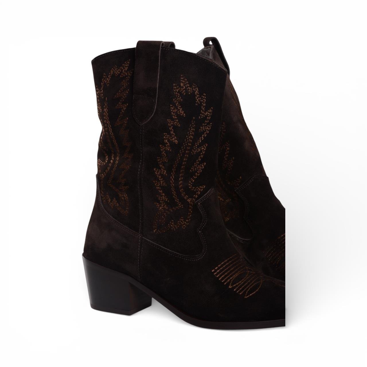 Kadın Kalın Topuklu Bot - Bitter Kahve Süet