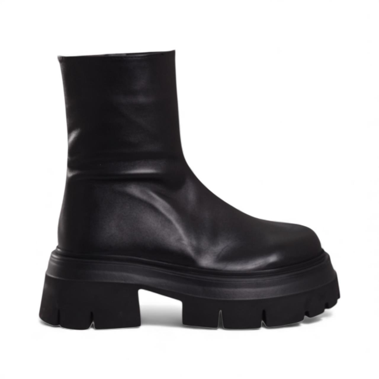 Kadın Kalın Topuklu Bot - Siyah Deri