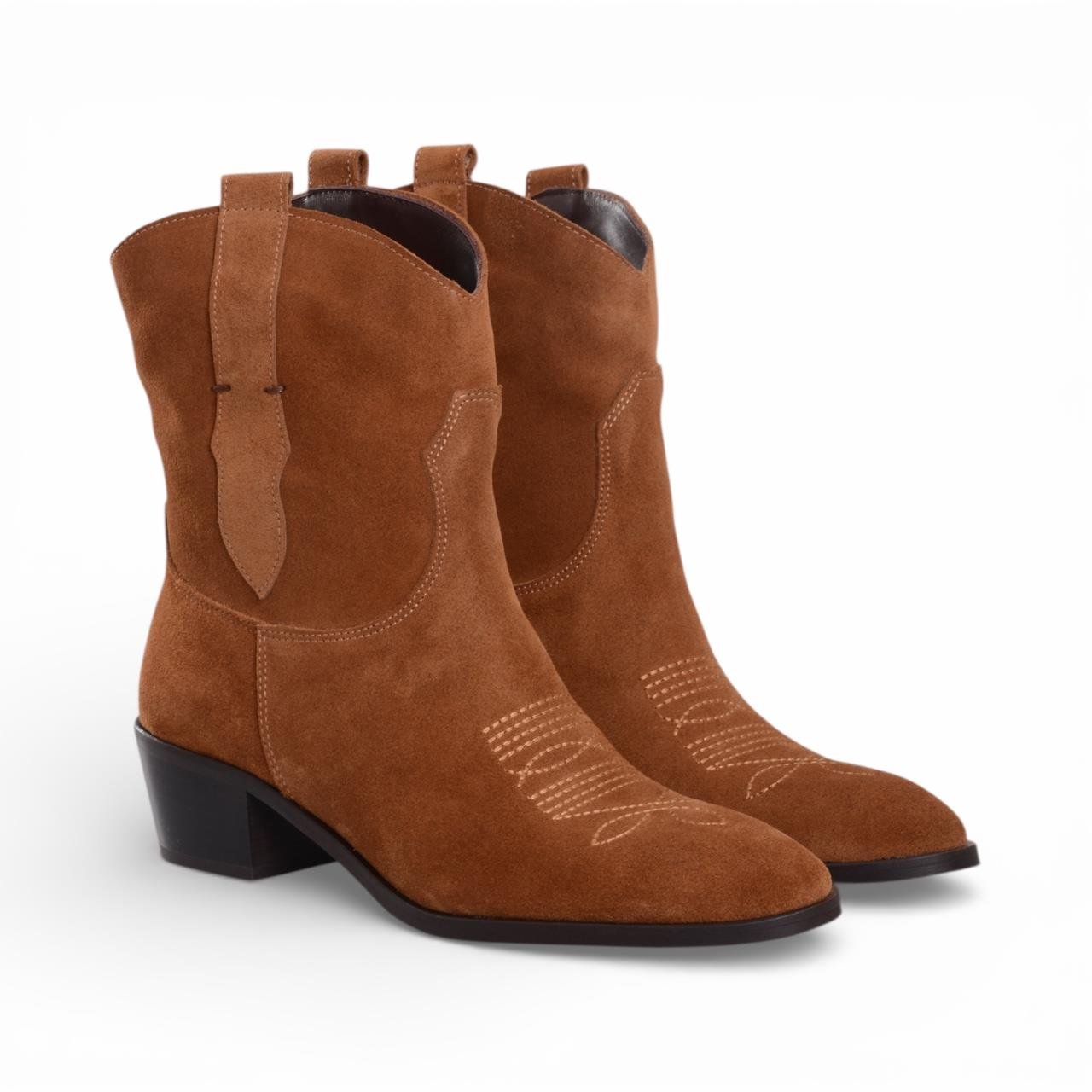 Kadın Kalın Topuklu Bot - Taba Süet