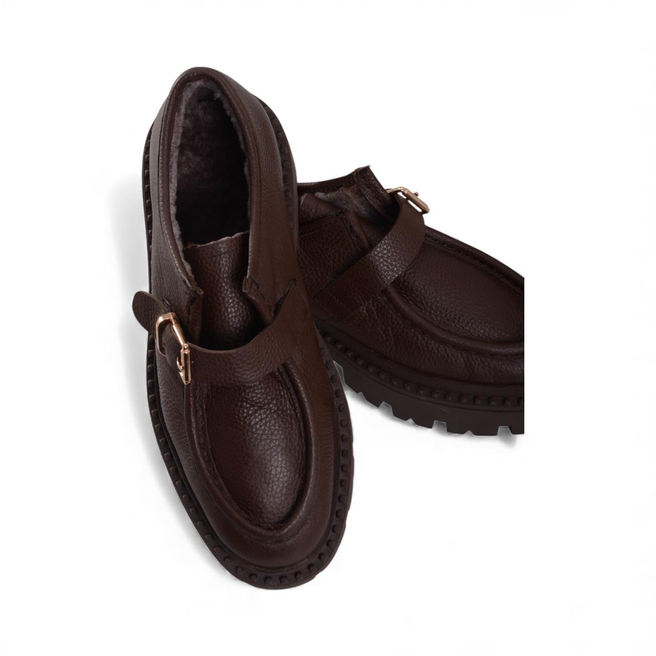 Kadın Loafer Ayakkabı - Kahve Floter Deri