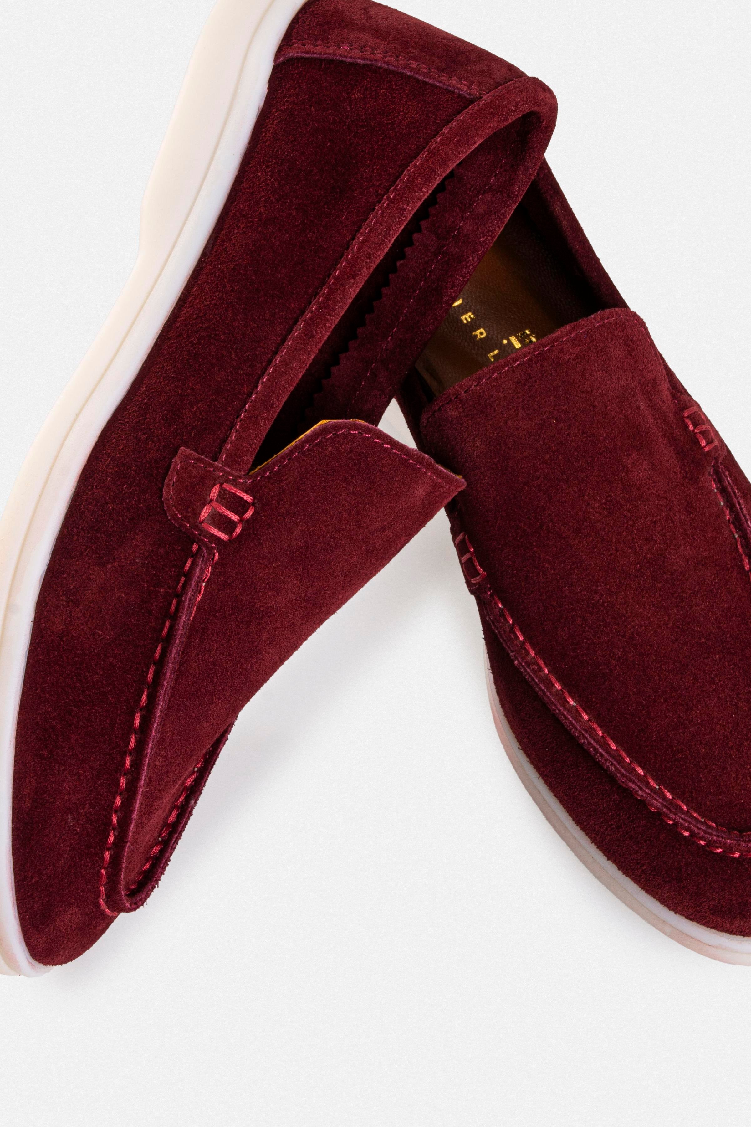 Kadın Loafer Babet Ayakkabı - Bordo Süet