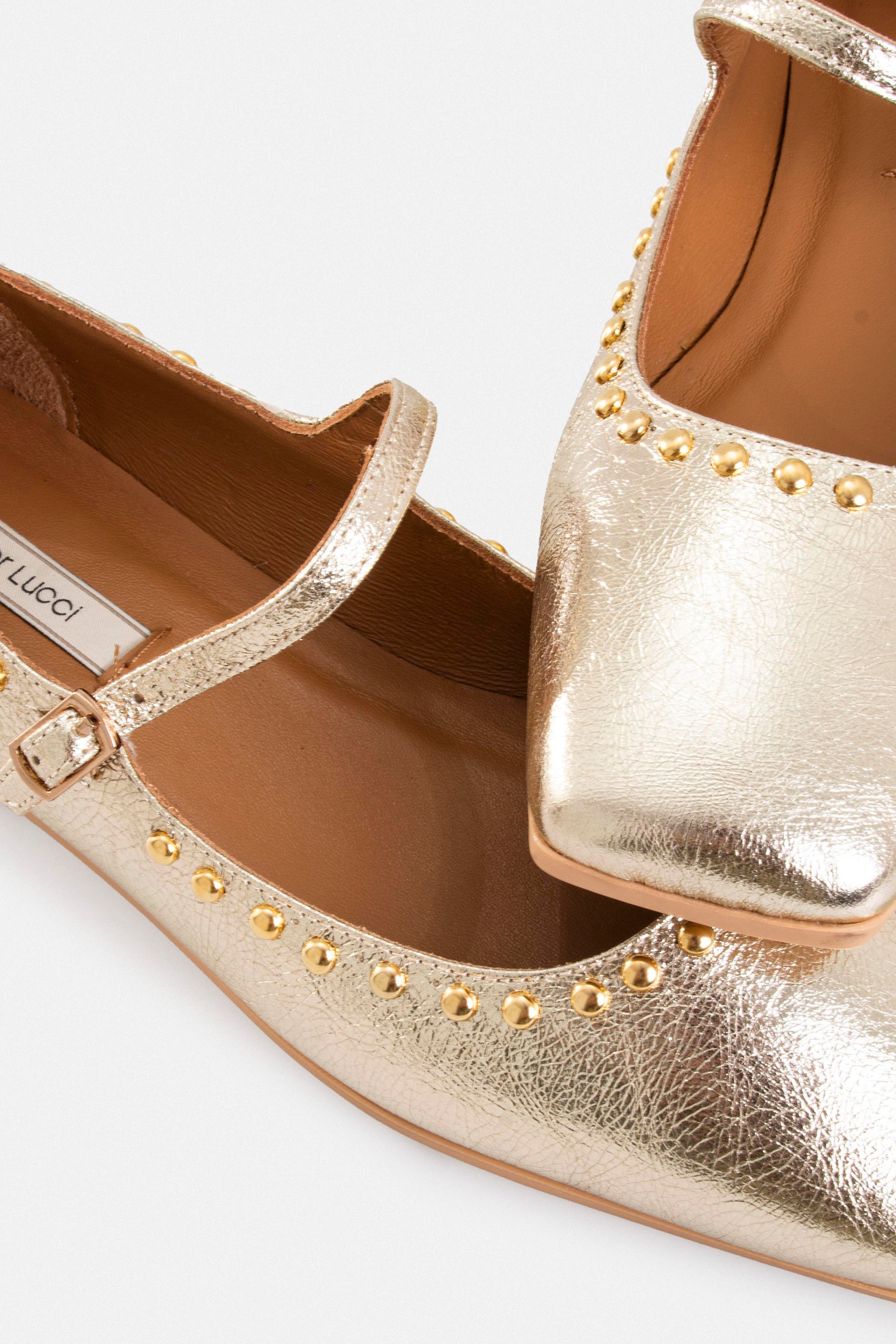 Kadın Tokalı Düz Babet Ayakkabı - Dore Deri