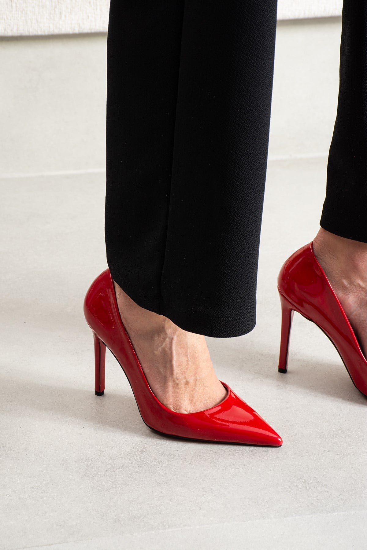 Danita Kadın Kırmızı Rugan  İnce Topuklu Ayakkabı Stiletto 