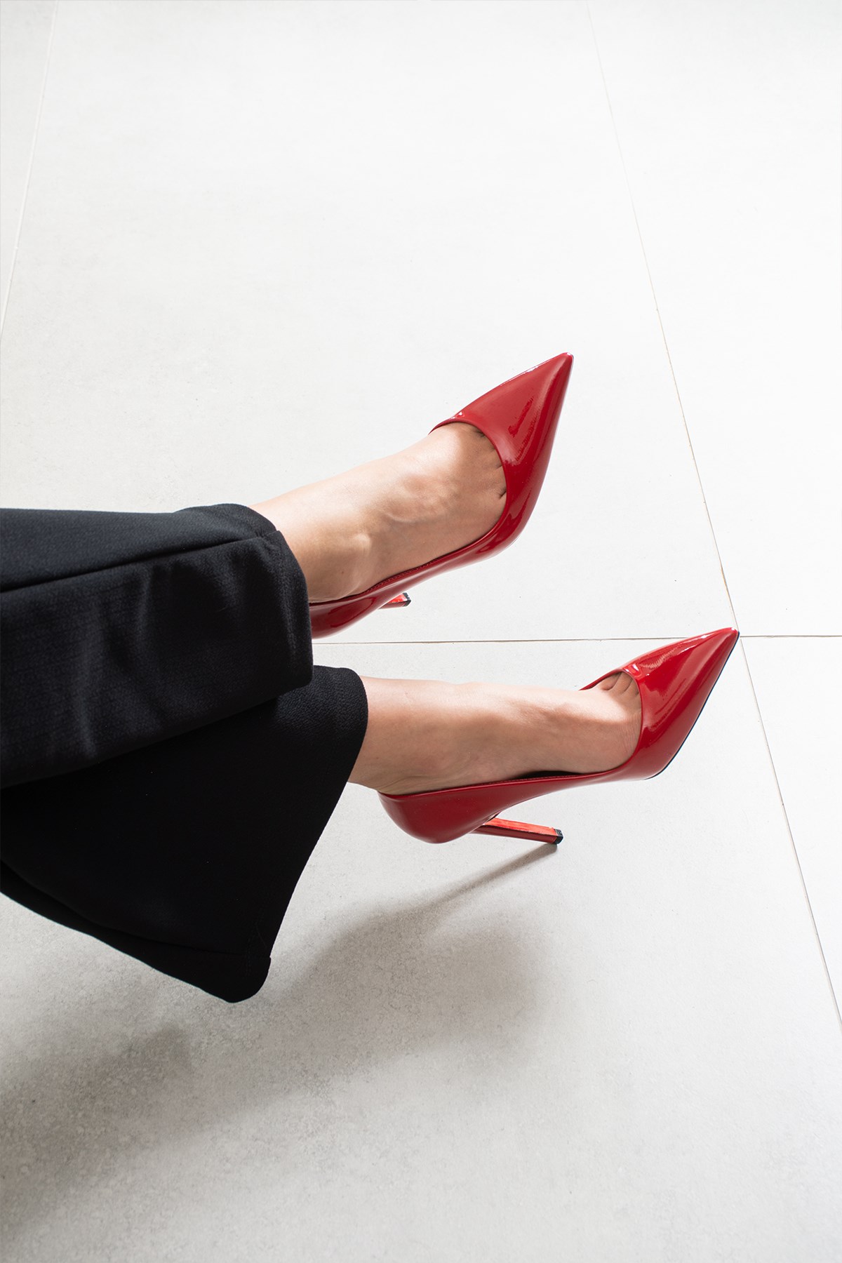 Danita Kadın Kırmızı Rugan  İnce Topuklu Ayakkabı Stiletto 