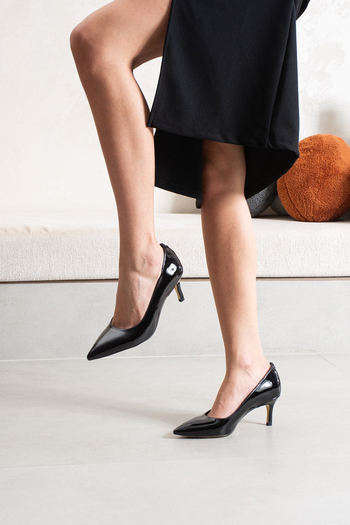 Pael Siyah Rugan Kadın Stiletto Topuklu Ayakkabı 