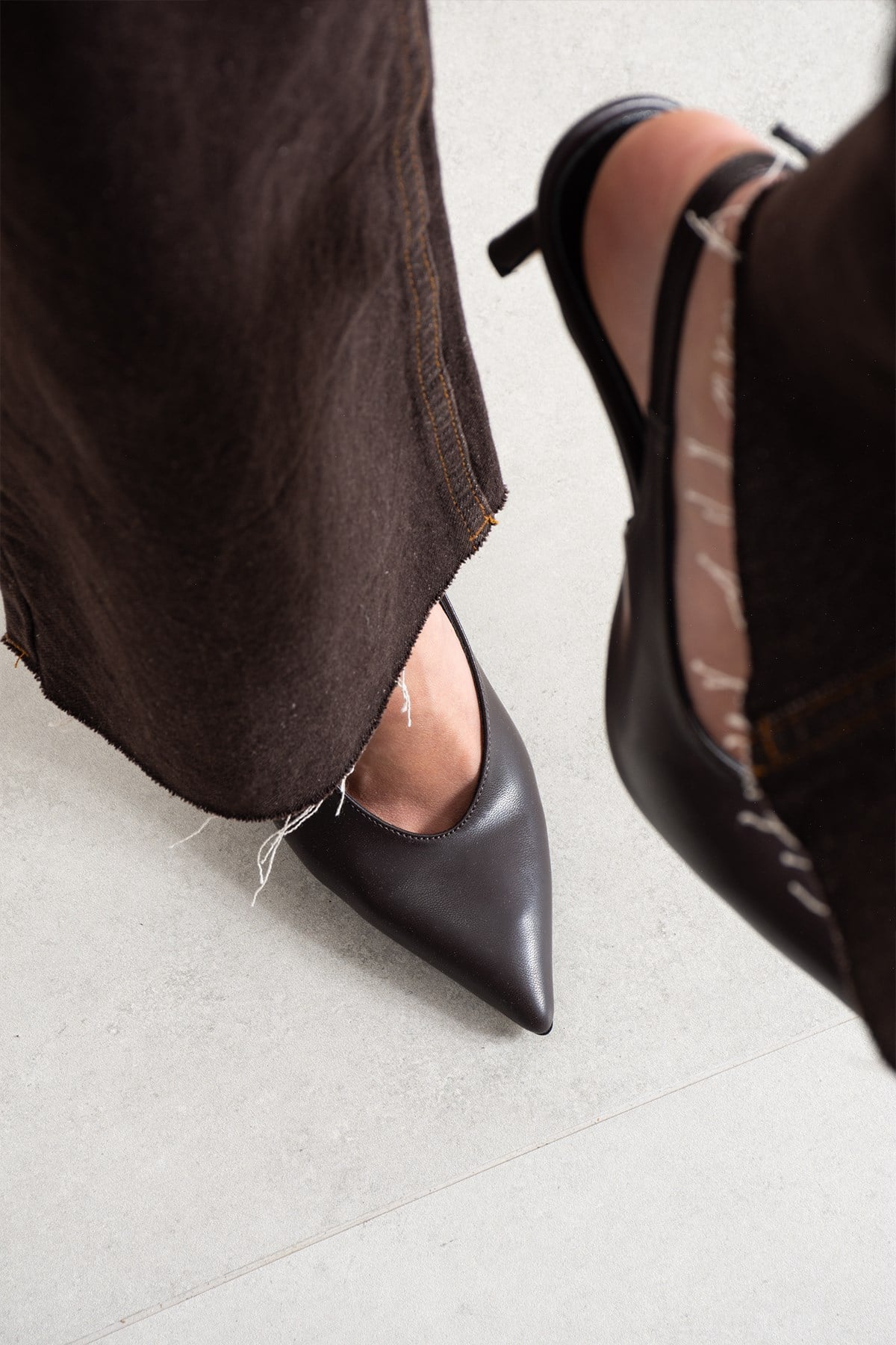 Tirol  Kadın Kahve Deri İnce Topuklu Stiletto Ayakkabı