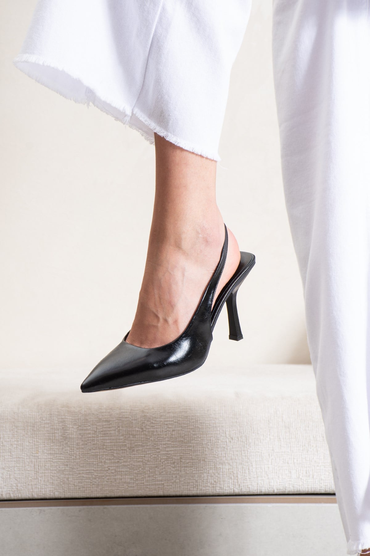 Zeni Kadın Siyah Rustik Stiletto Topuklu Ayakkabı 