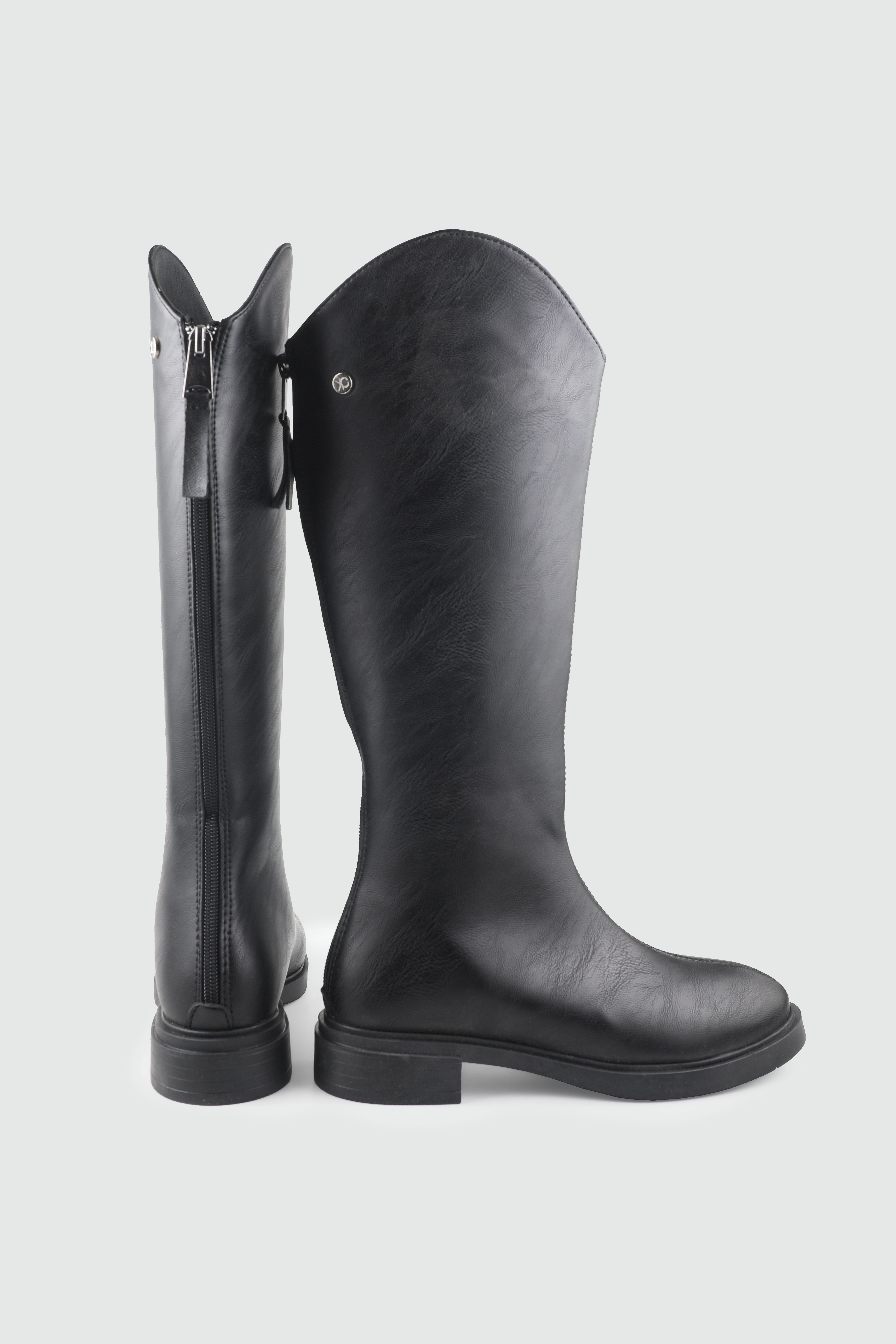 Arkadan Fermuarlı Kadın Çizme Siyah Keçeli Shoes 020