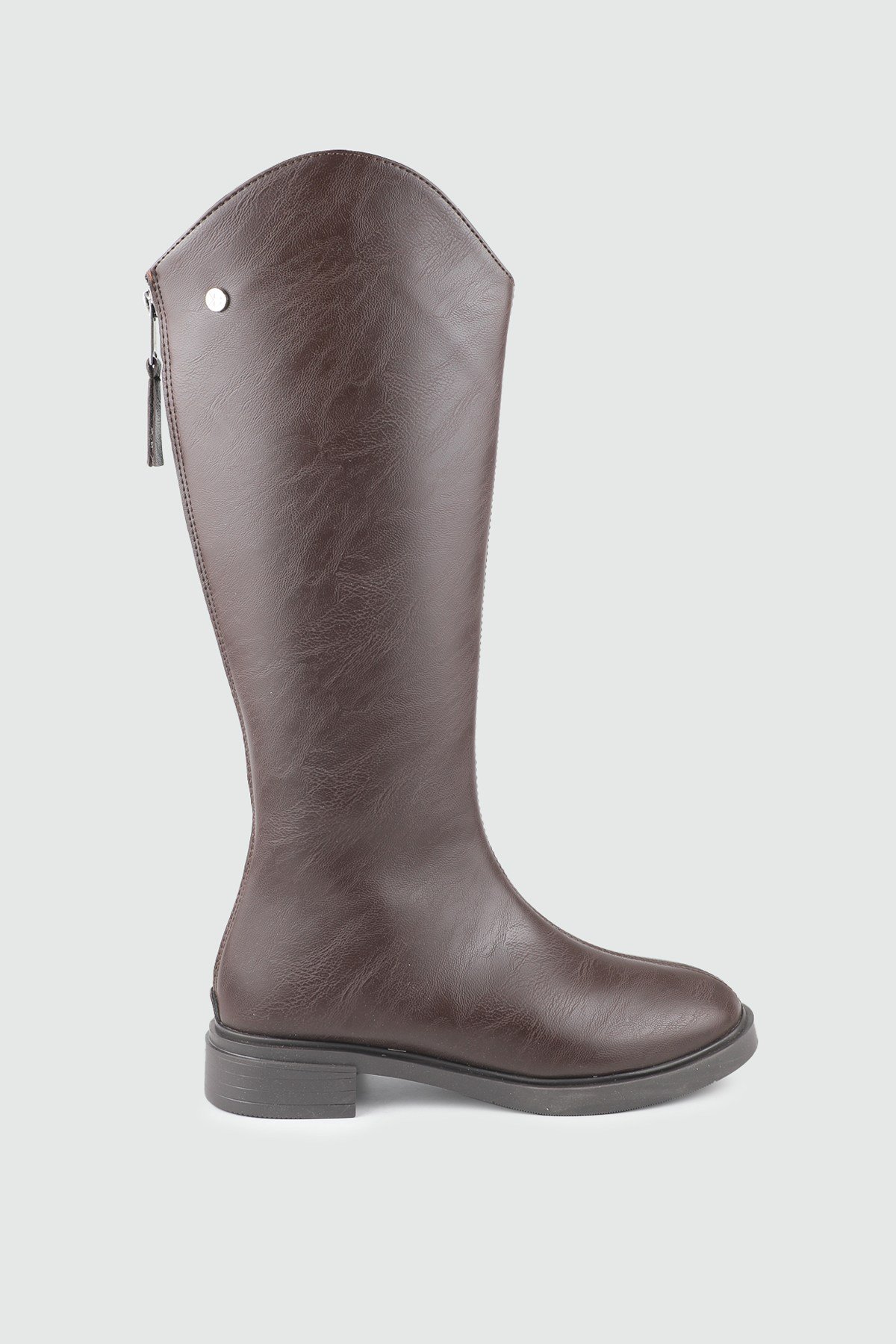 Arkadan Fermuarlı Kahve Kadın Çizme Keçeli Shoes 020