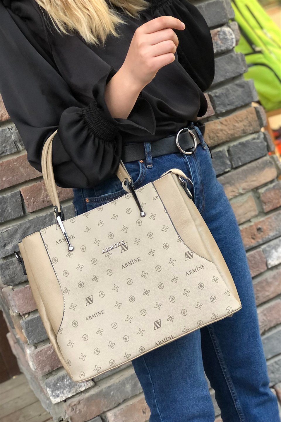 Armine Çanta 208 Vizon Baskılı