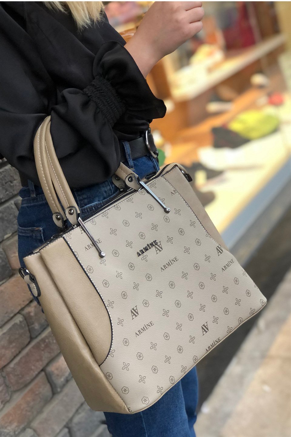 Armine Çanta 208 Vizon Baskılı