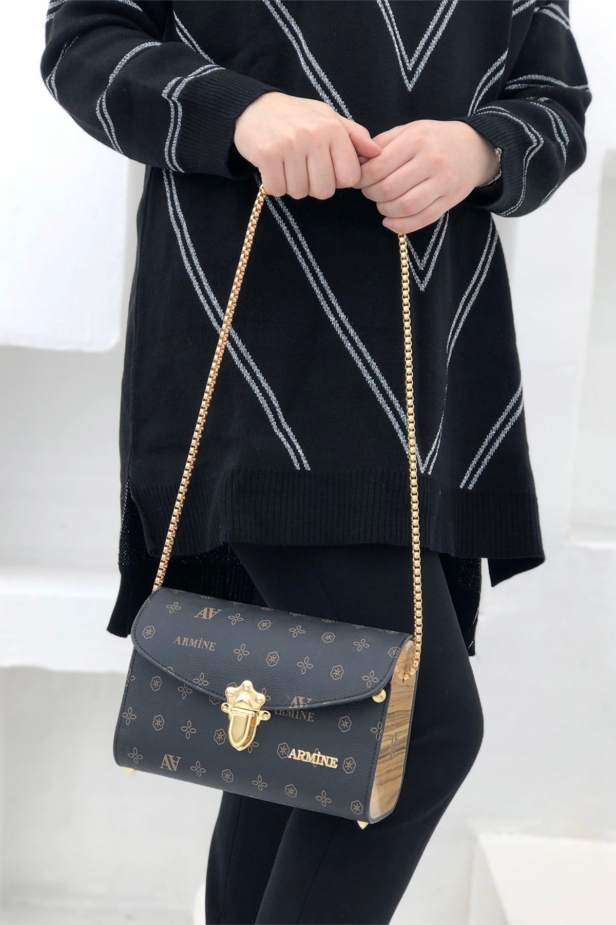 Armine Çanta 258 Siyah Baskılı
