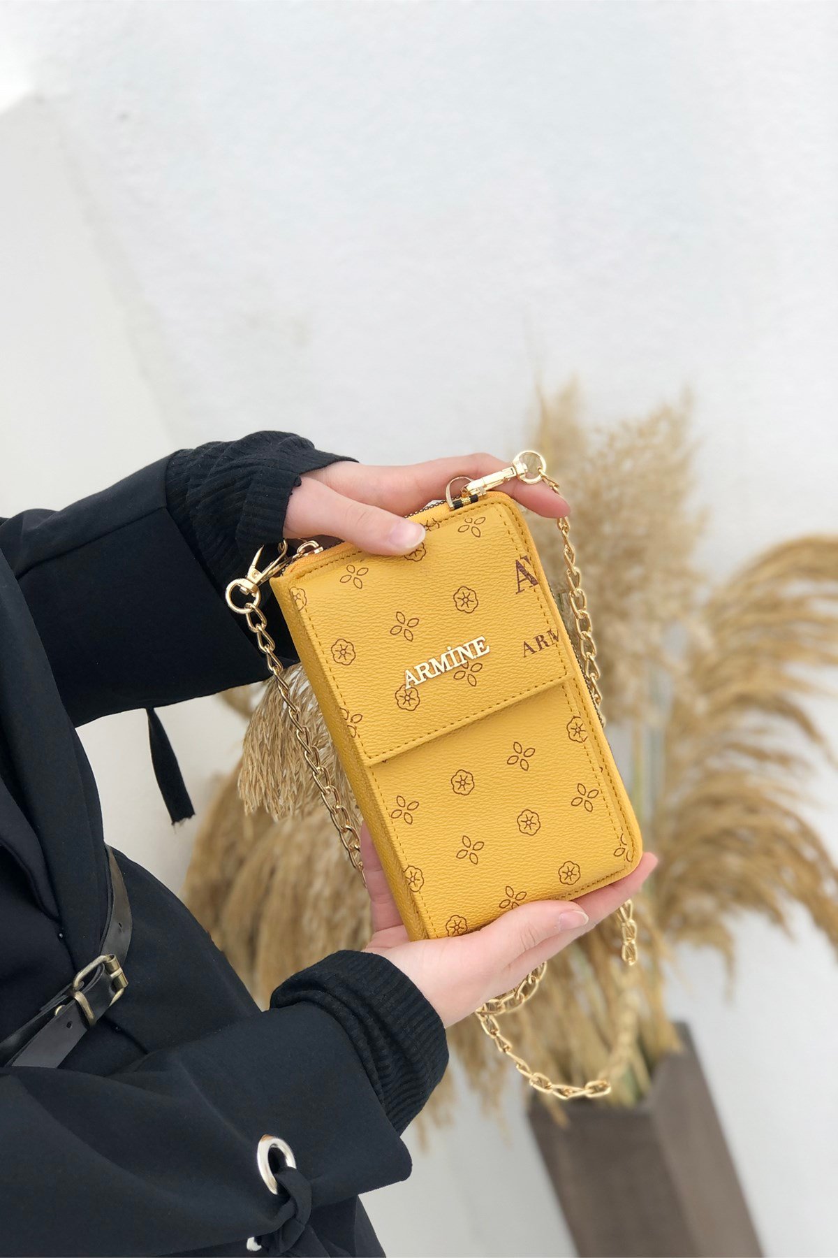 Armine Çanta 265 Hardal Baskılı