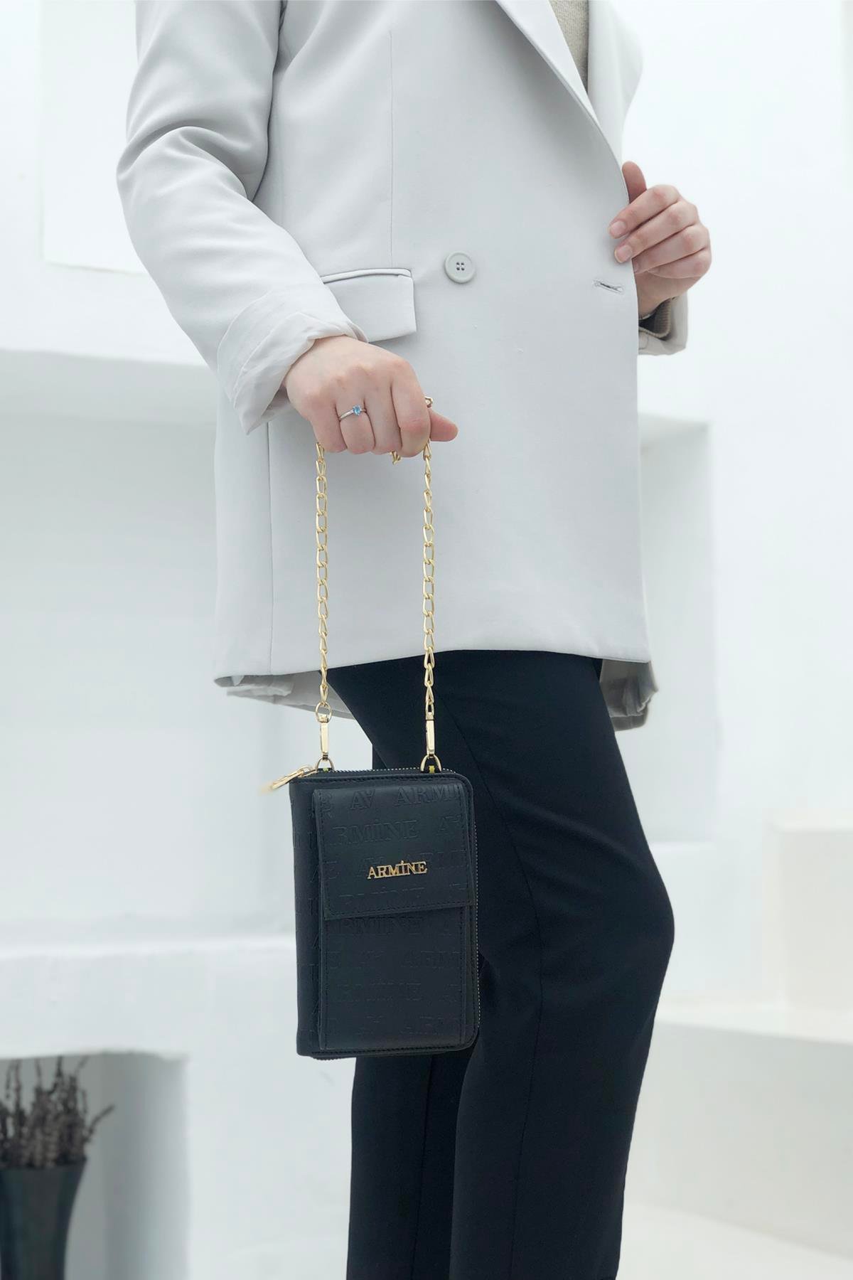 Armine Çanta 265 Siyah Lazer