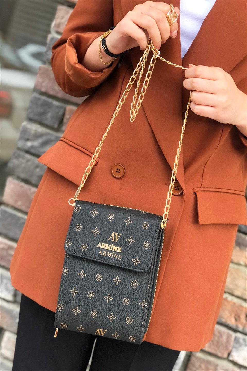 Armine Çanta 266 Siyah Baskılı