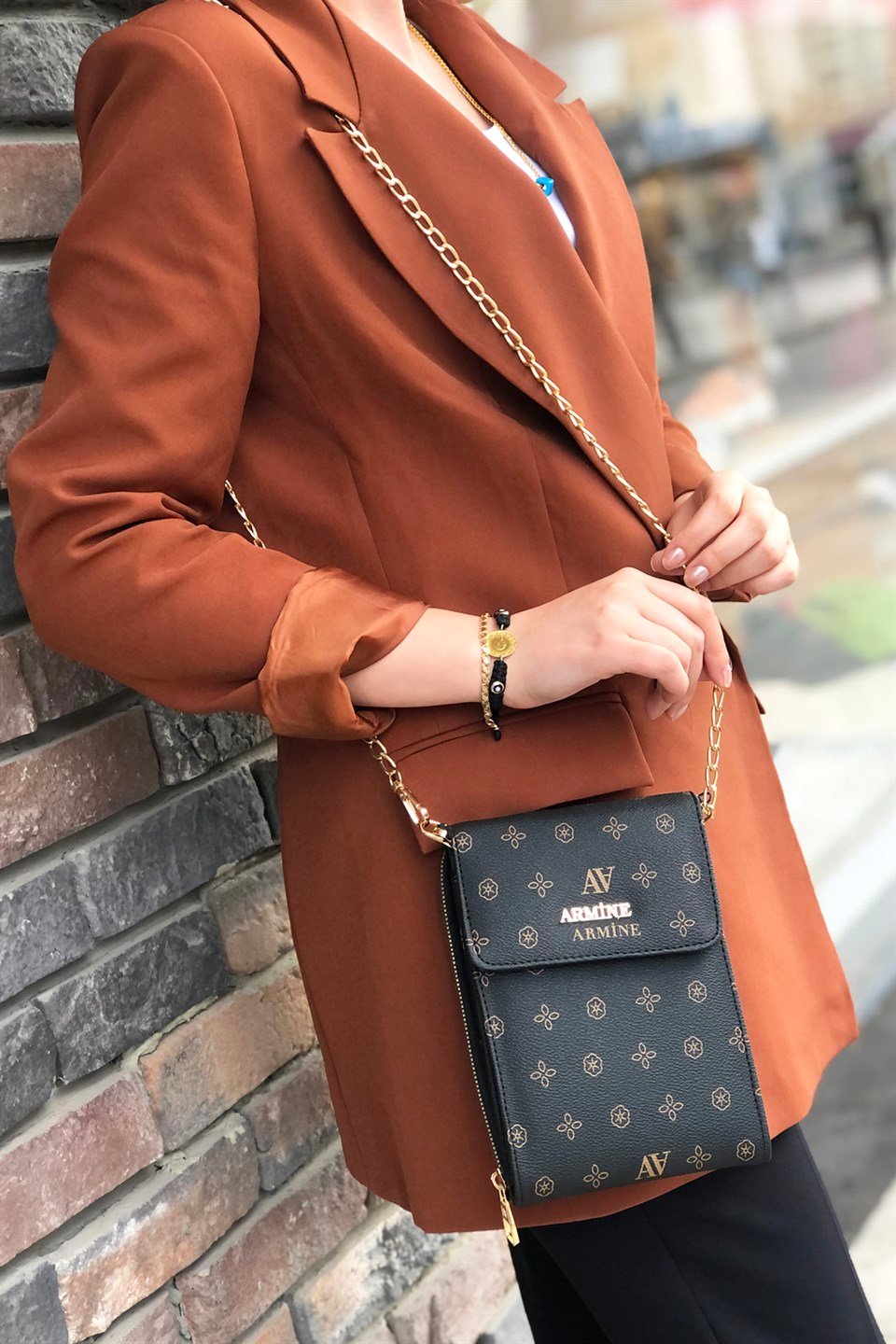 Armine Çanta 266 Siyah Baskılı