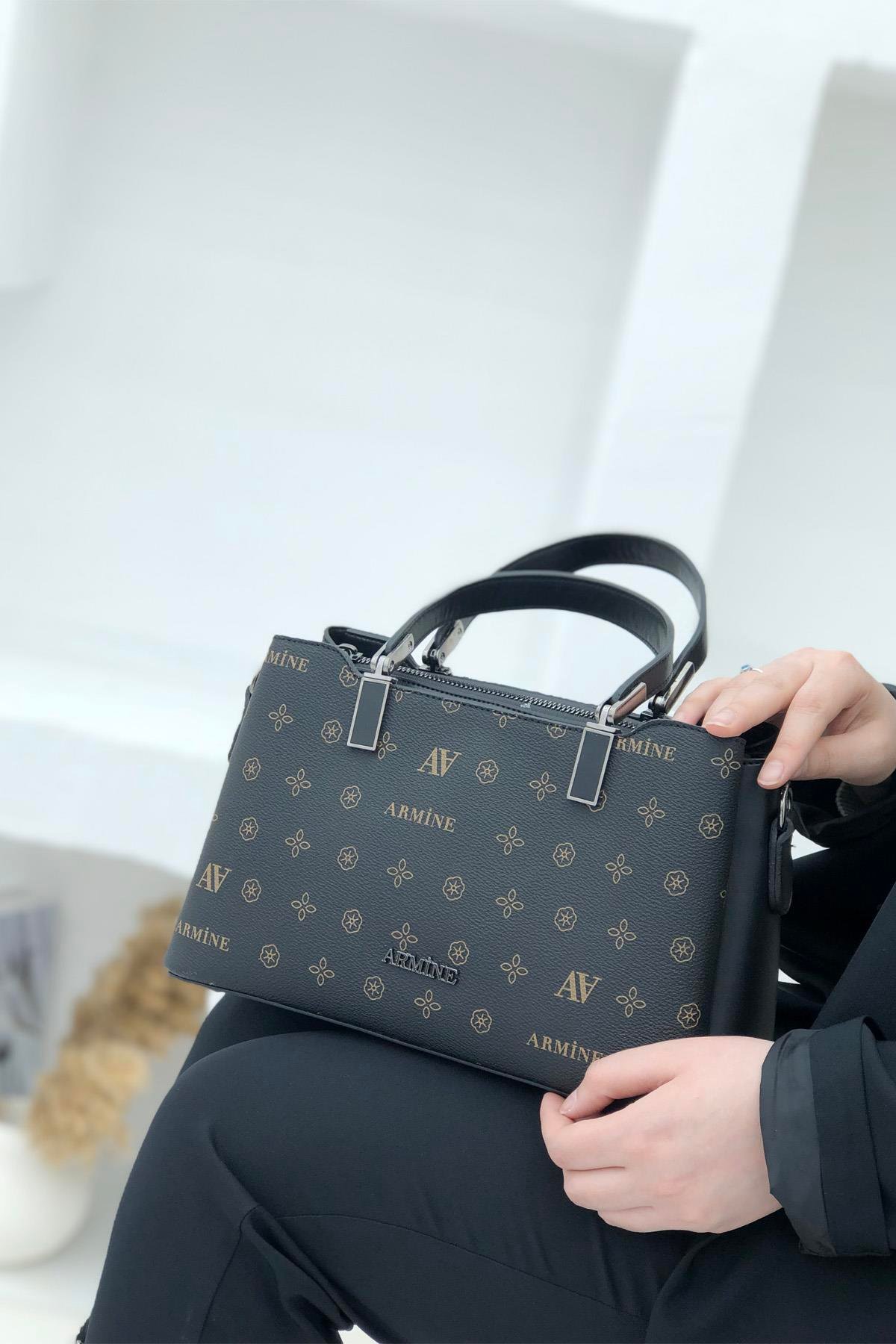 Armine Çanta 311 Siyah Baskılı