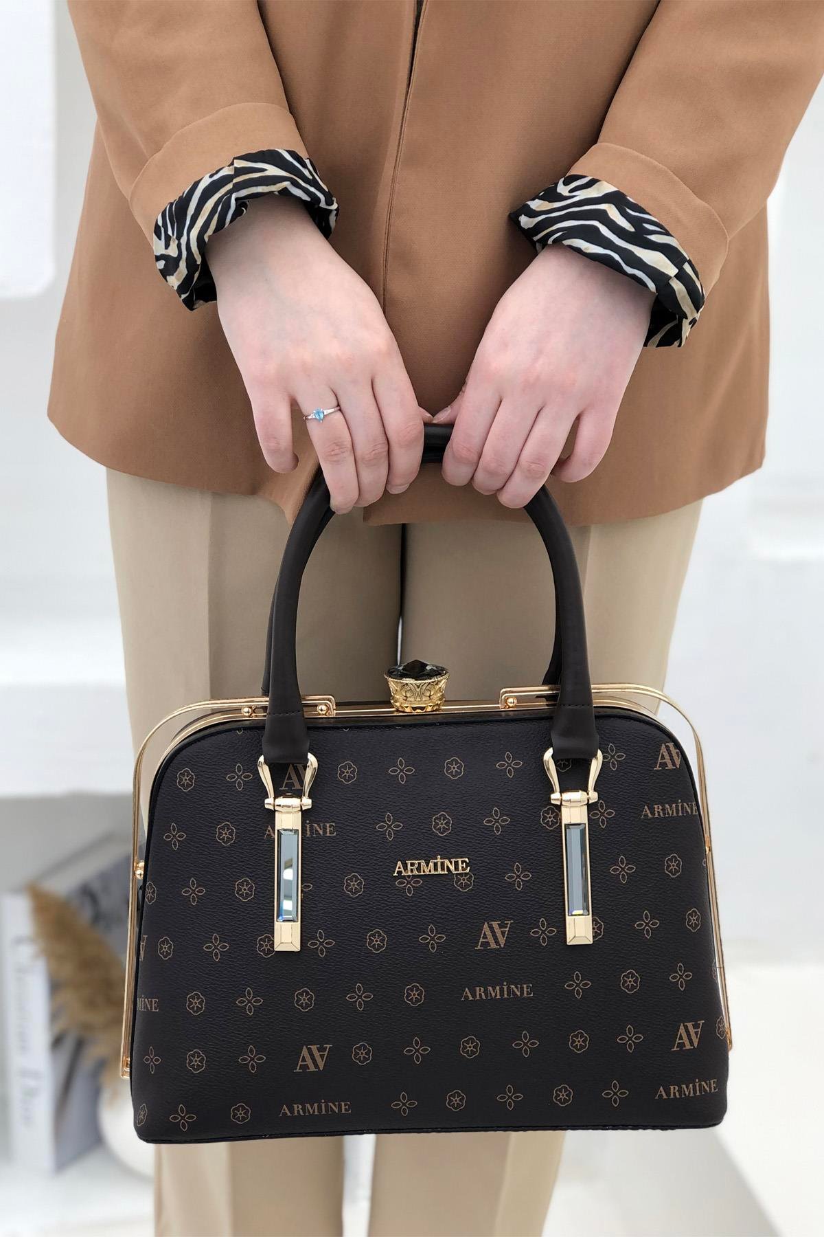 Armine Çanta 339 Kahve Baskılı