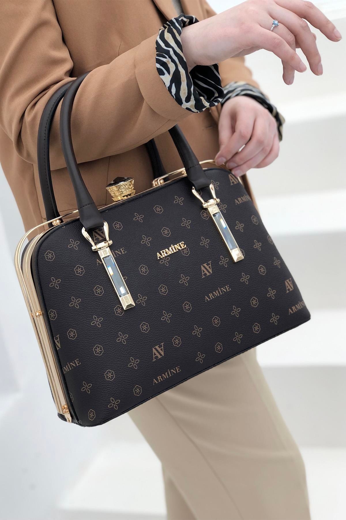 Armine Çanta 339 Kahve Baskılı