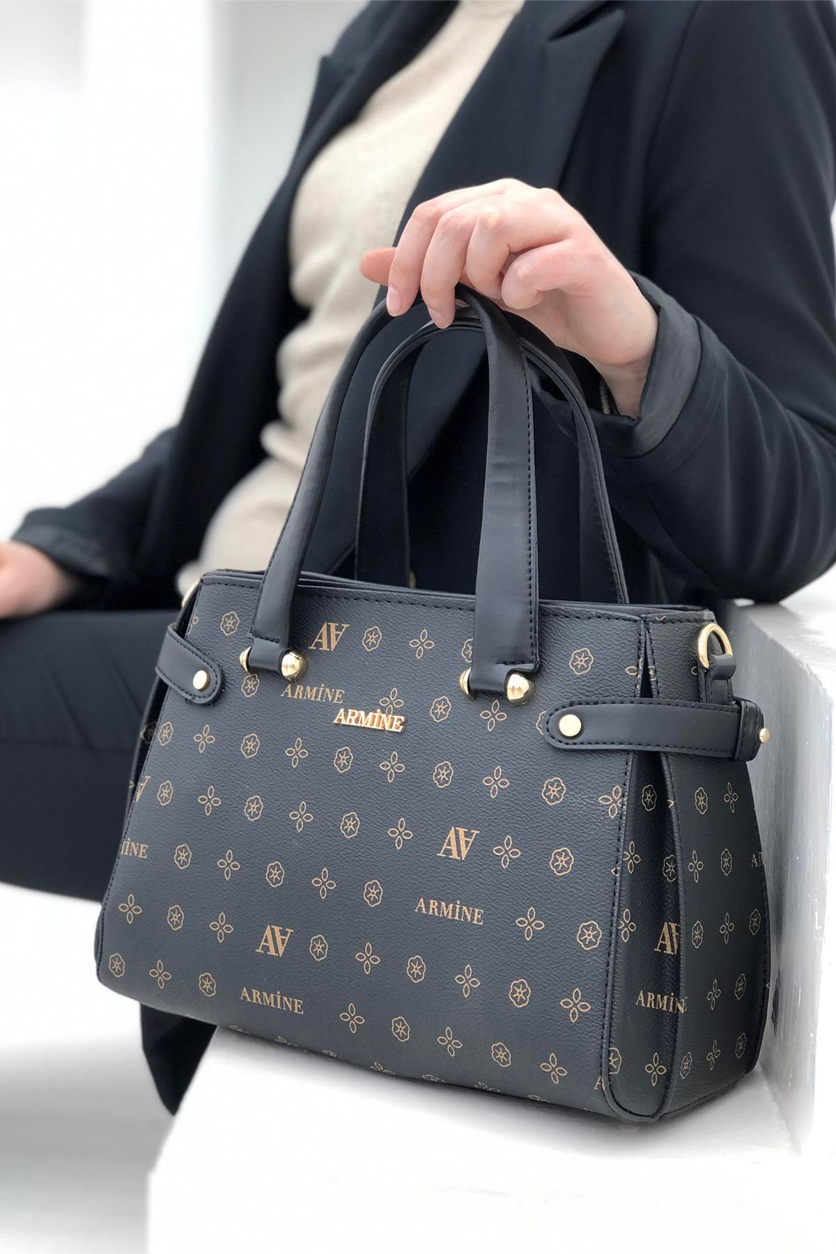Armine El Çantası 172 Baskılı Siyah Baskılı
