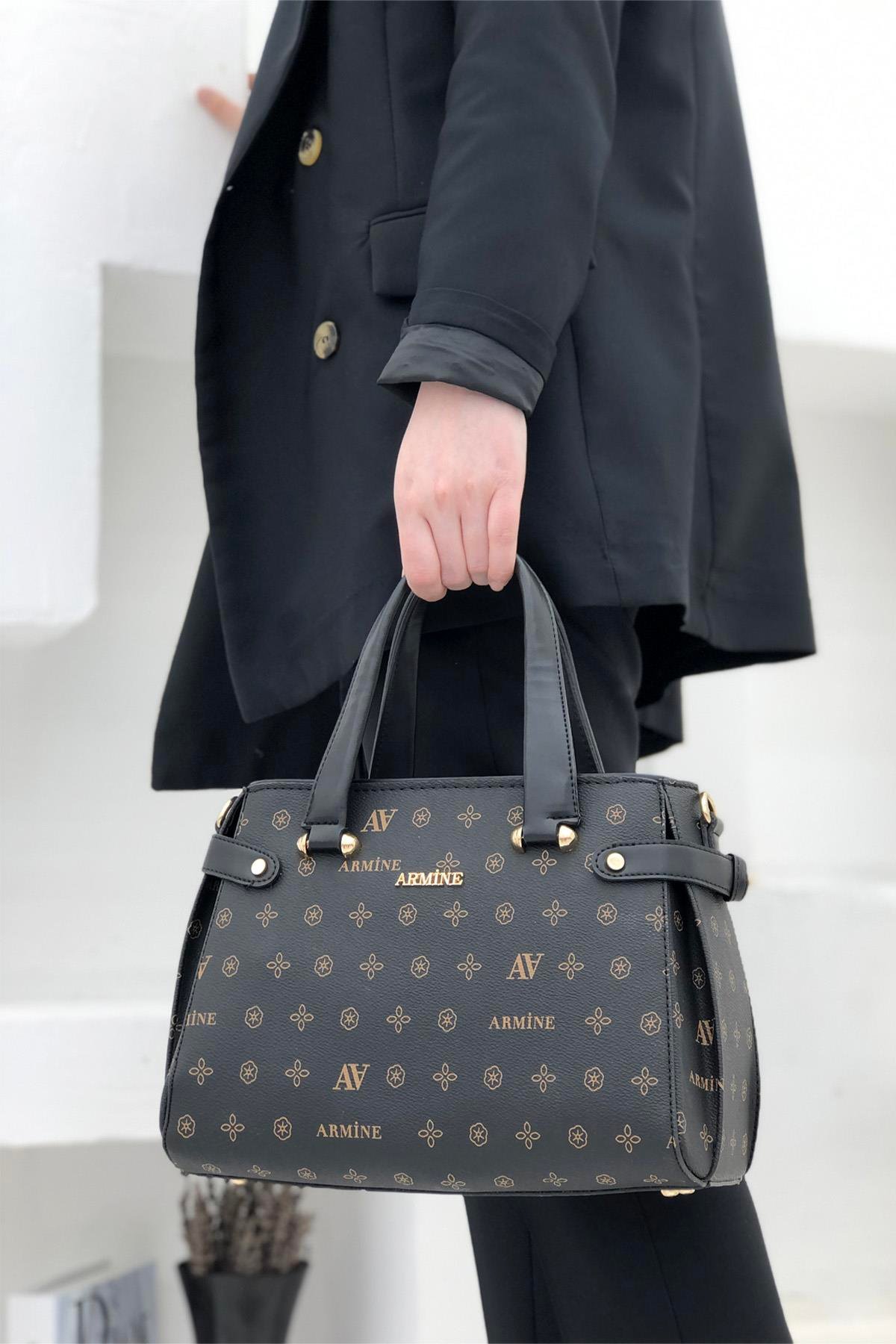 Armine El Çantası 172 Baskılı Siyah Baskılı