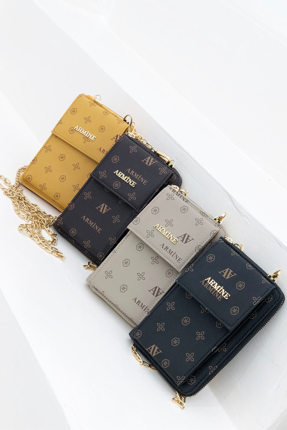 Armine Zincirli Postacı Çanta 265 Vizon Baskılı