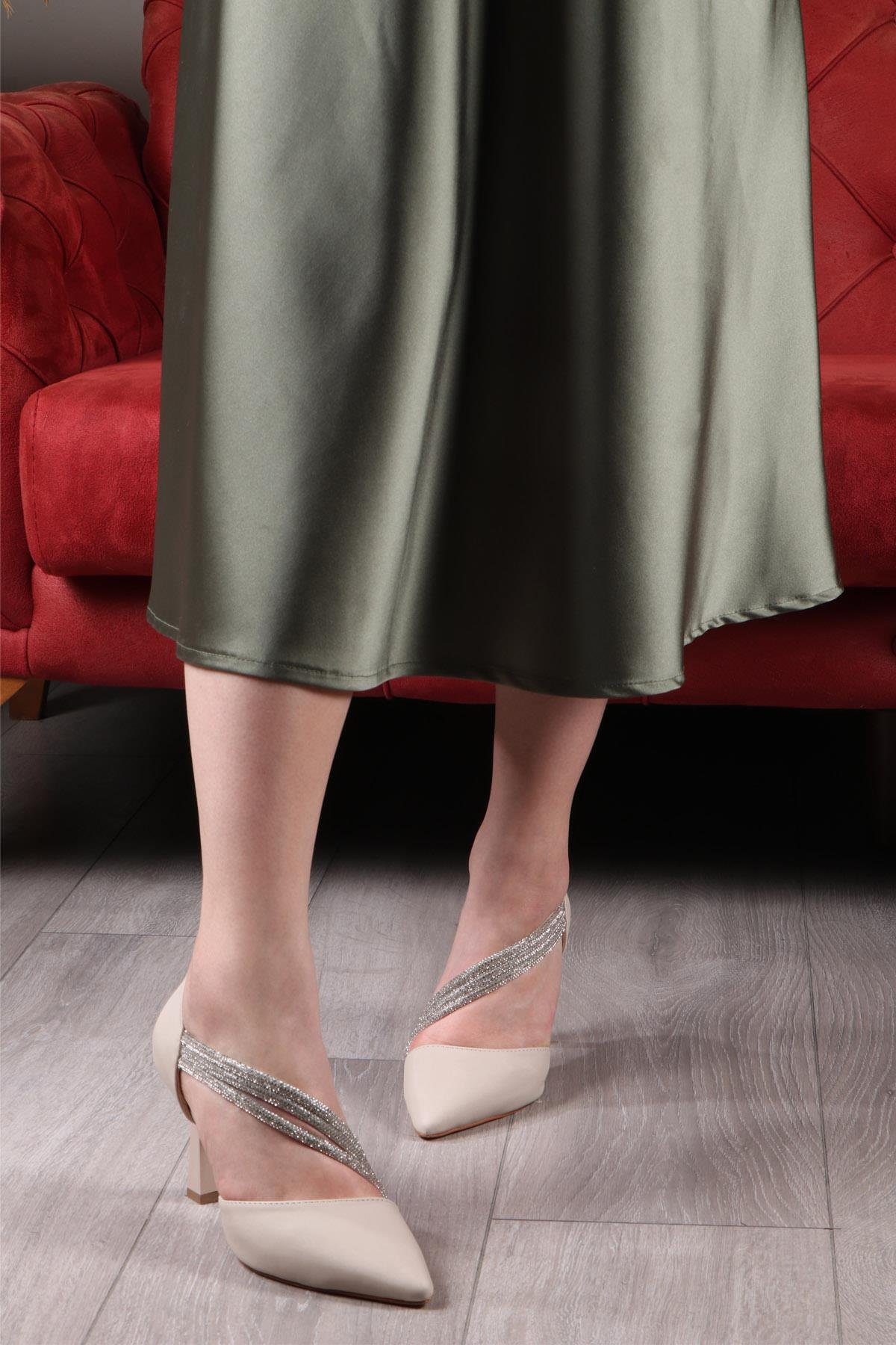 Bilekten Taşlı Kadın Stiletto Ten My Bella SP-818 