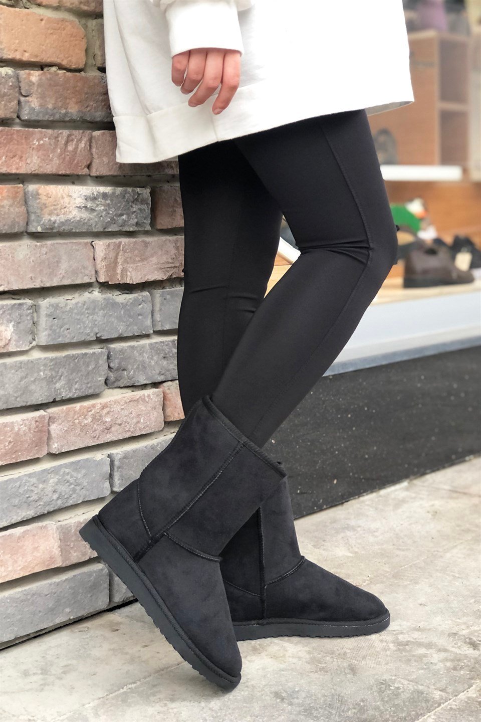 BLACK UGG DÜZ Kadın Bot Sıyah