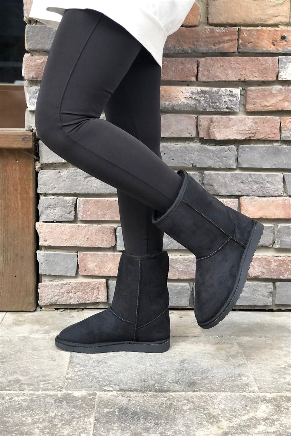 BLACK UGG DÜZ Kadın Bot Sıyah
