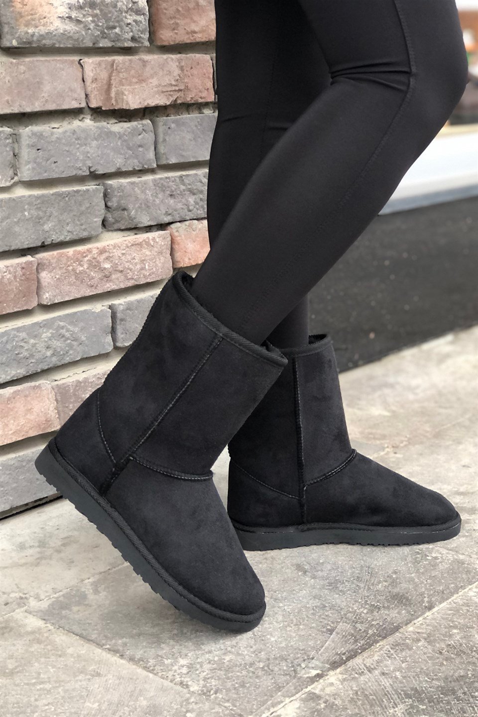 BLACK UGG DÜZ Kadın Bot Sıyah