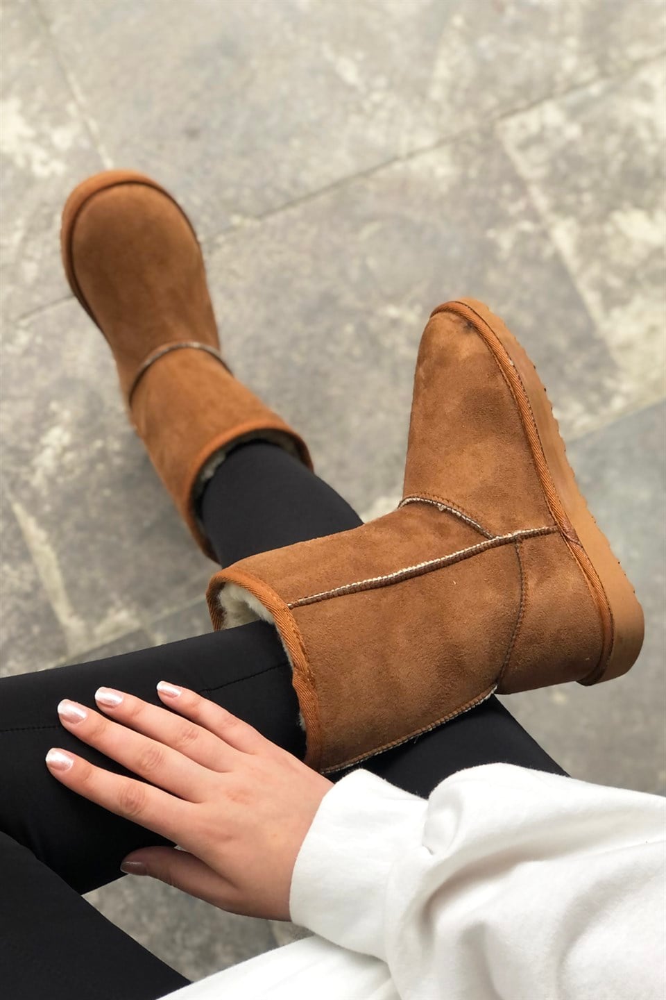 BLACK UGG DÜZ Kadın Bot Taba