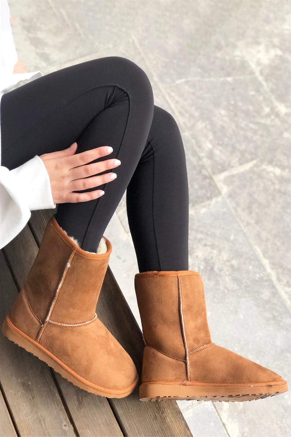 BLACK UGG DÜZ Kadın Bot Taba