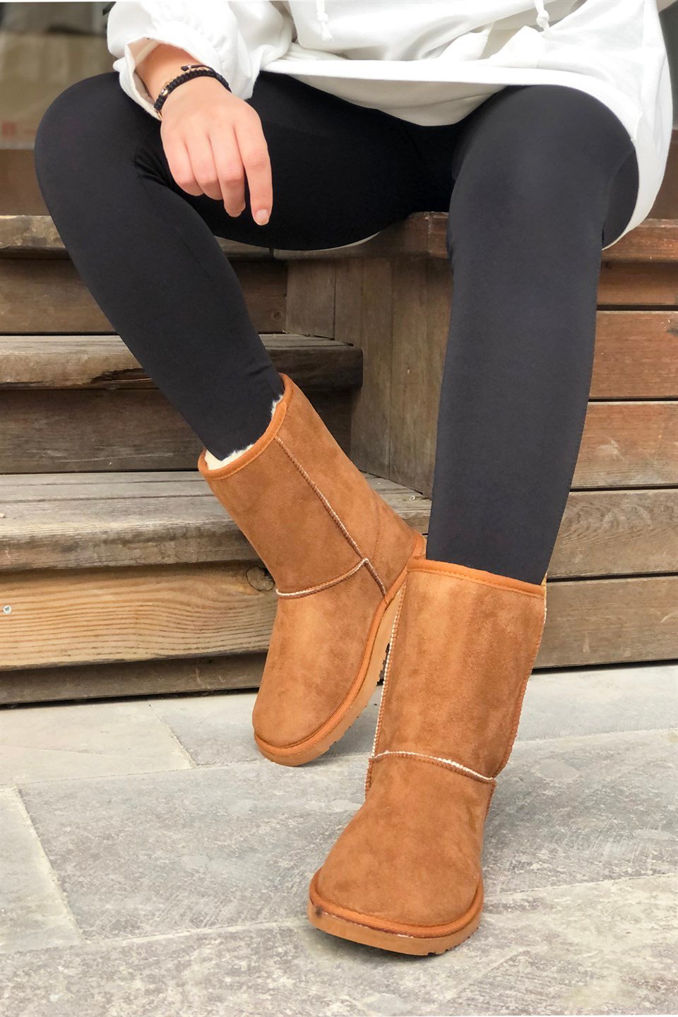 BLACK UGG DÜZ Kadın Bot Taba