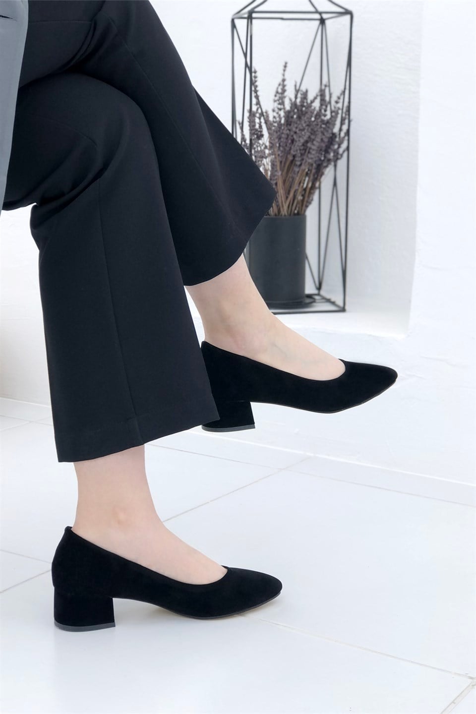 CARLA BELLA N-1001 Kadın Ayakkabı Siyah Süet
