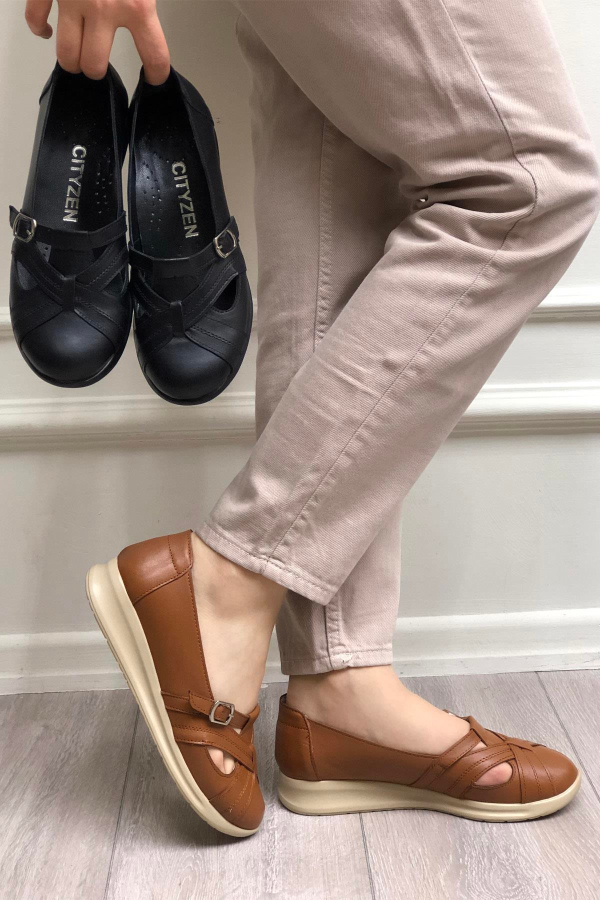 Cityzen 338 Kadın Deri Ayakkabı Taba