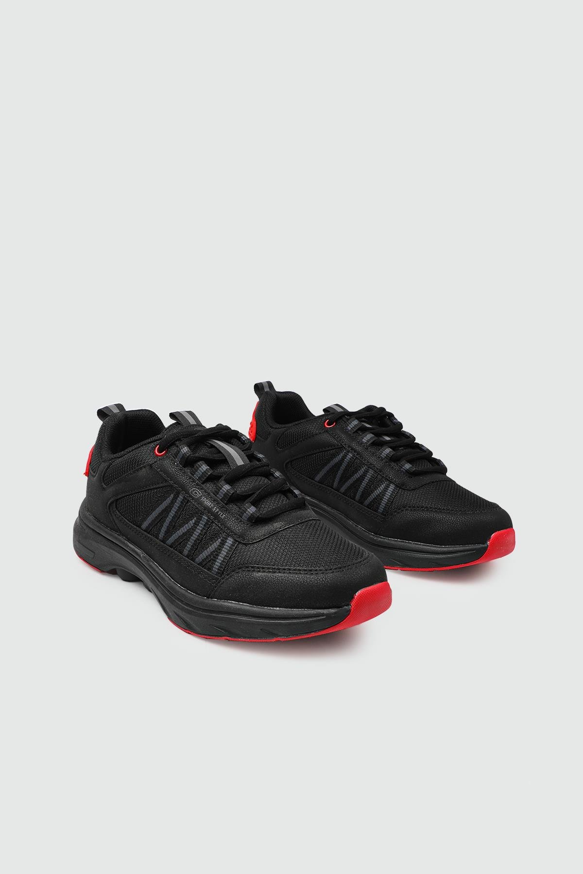 CONPAX 2057 Unisex Spor Ayakkabı Siyah Füme Kırmızı