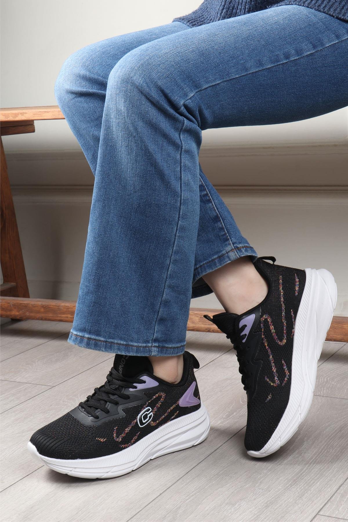 CONPAX 5907 Kadın Spor Ayakkabı Siyah Lila