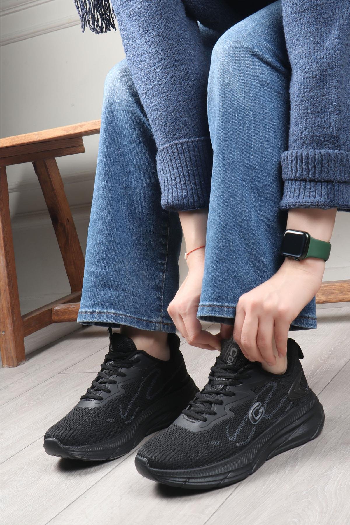 CONPAX 5907 Kadın Spor Ayakkabı Siyah Füme