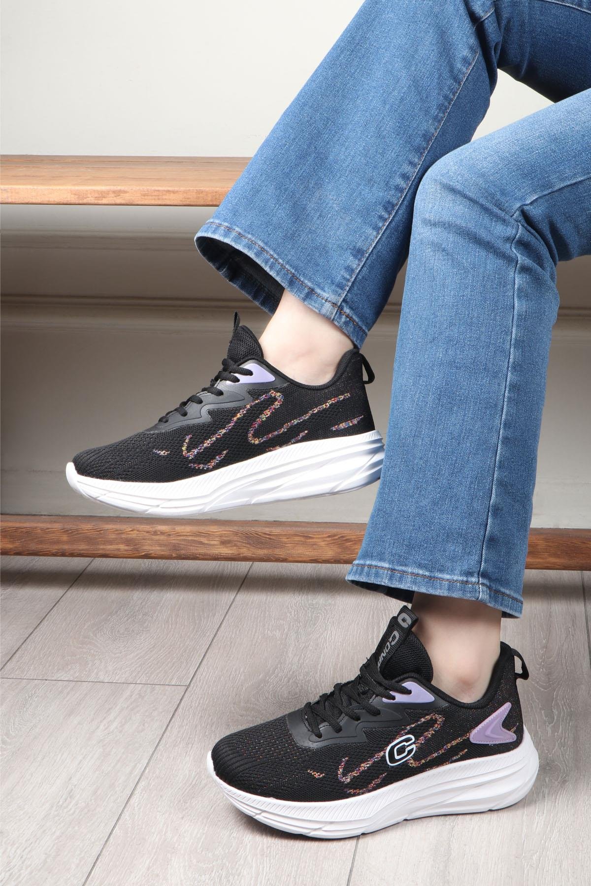 CONPAX 5907 Kadın Spor Ayakkabı Siyah Lila
