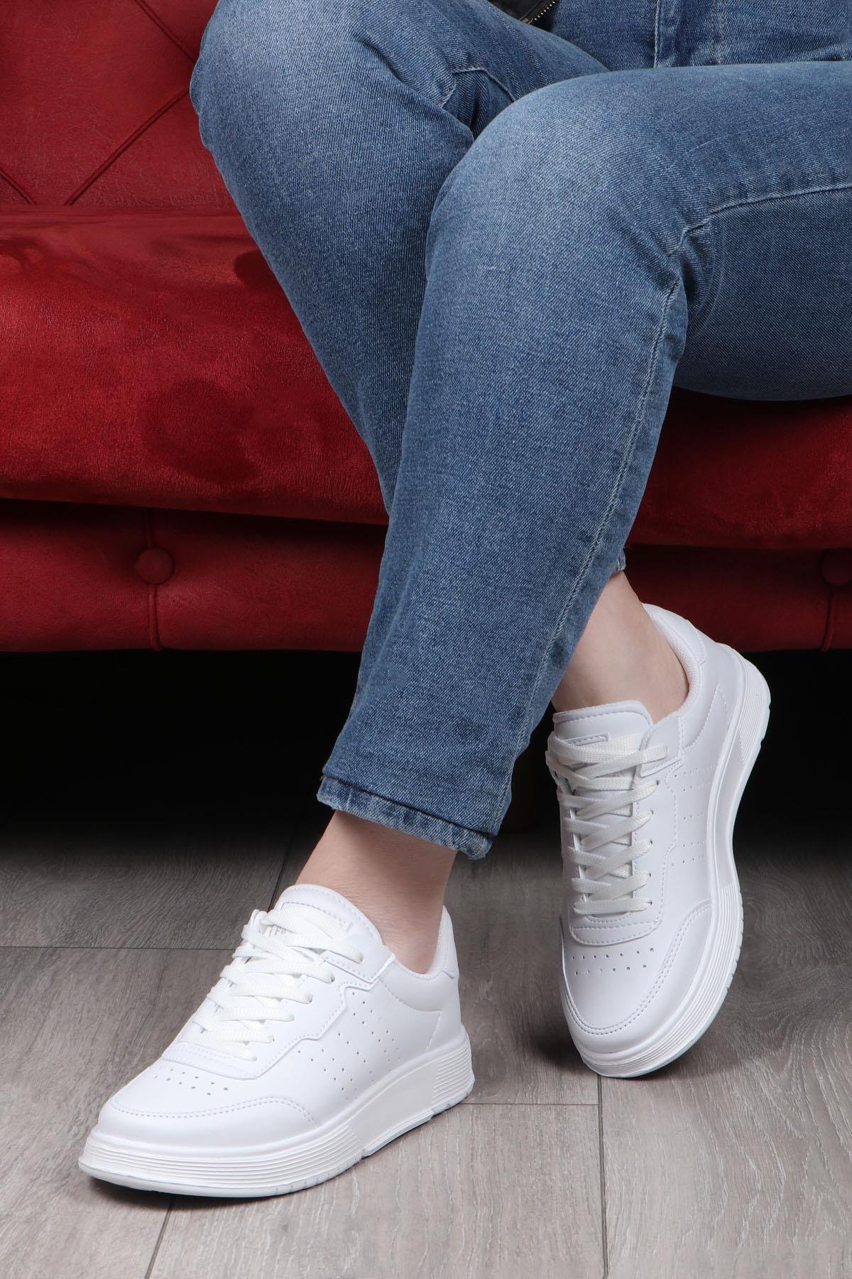 DARKSTEP 158 Kadın Cilt Spor Ayakkabı Beyaz