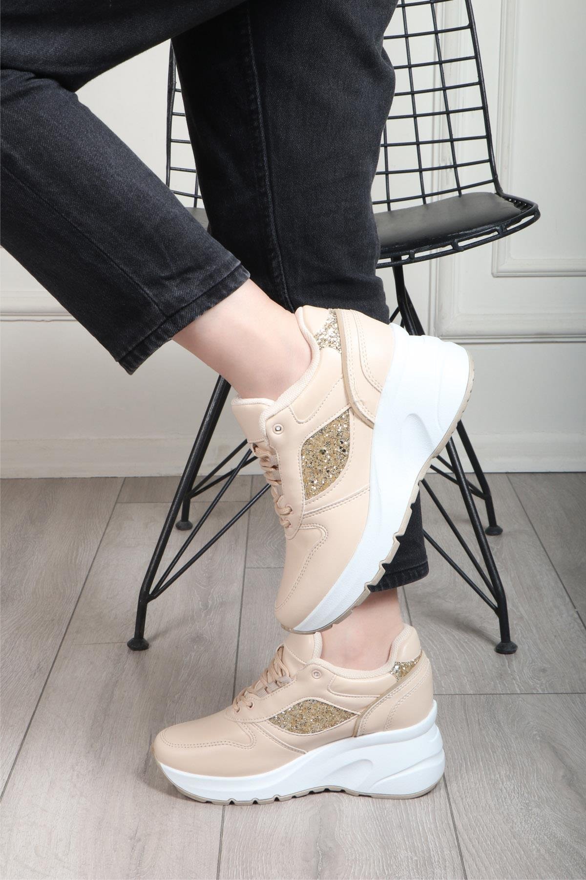 FLET 185 Cilt Kadın Spor Ayakkabı Bej