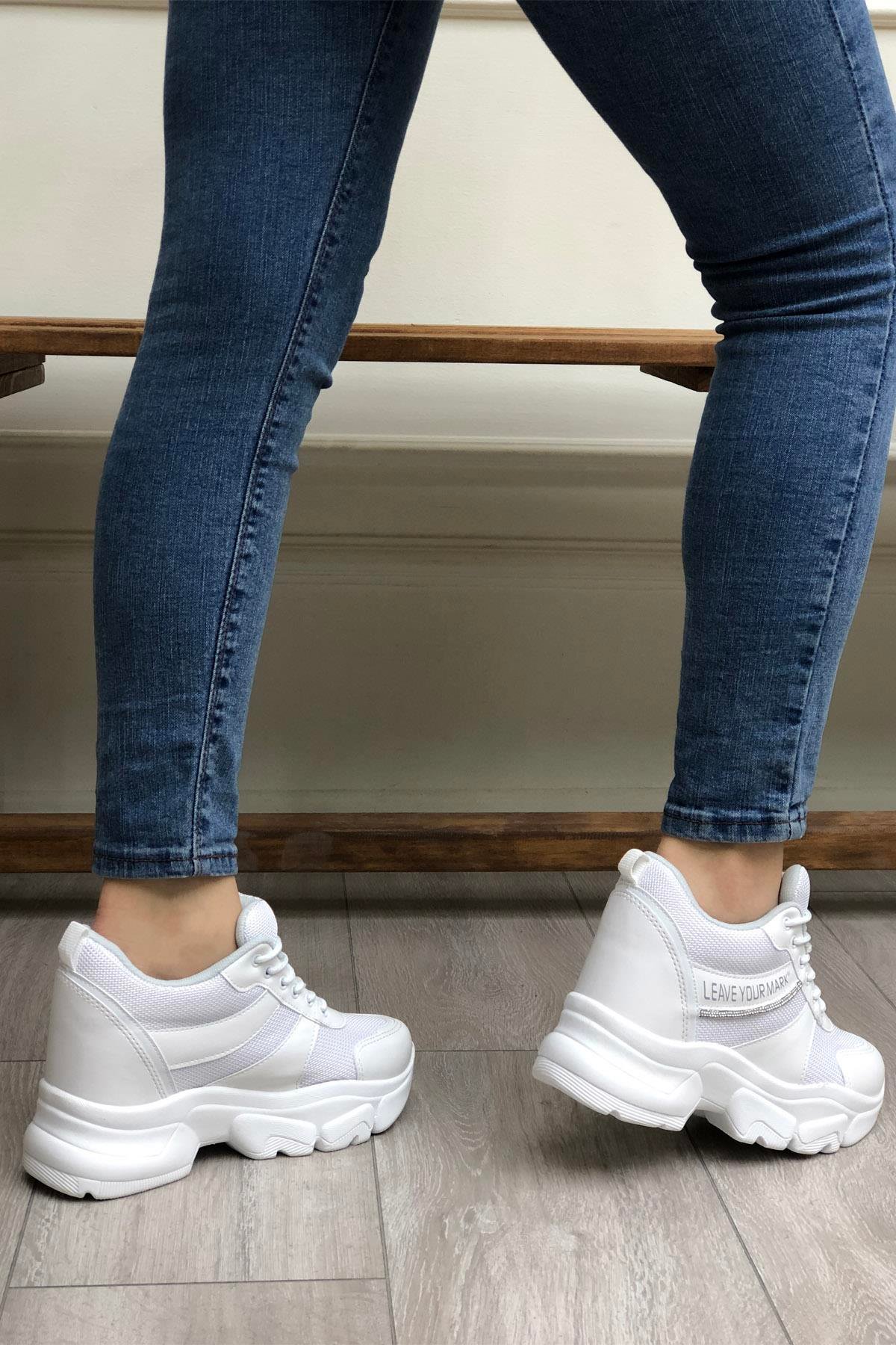 FLET 209 Anoraklı Kadın Spor Ayakkabı Beyaz