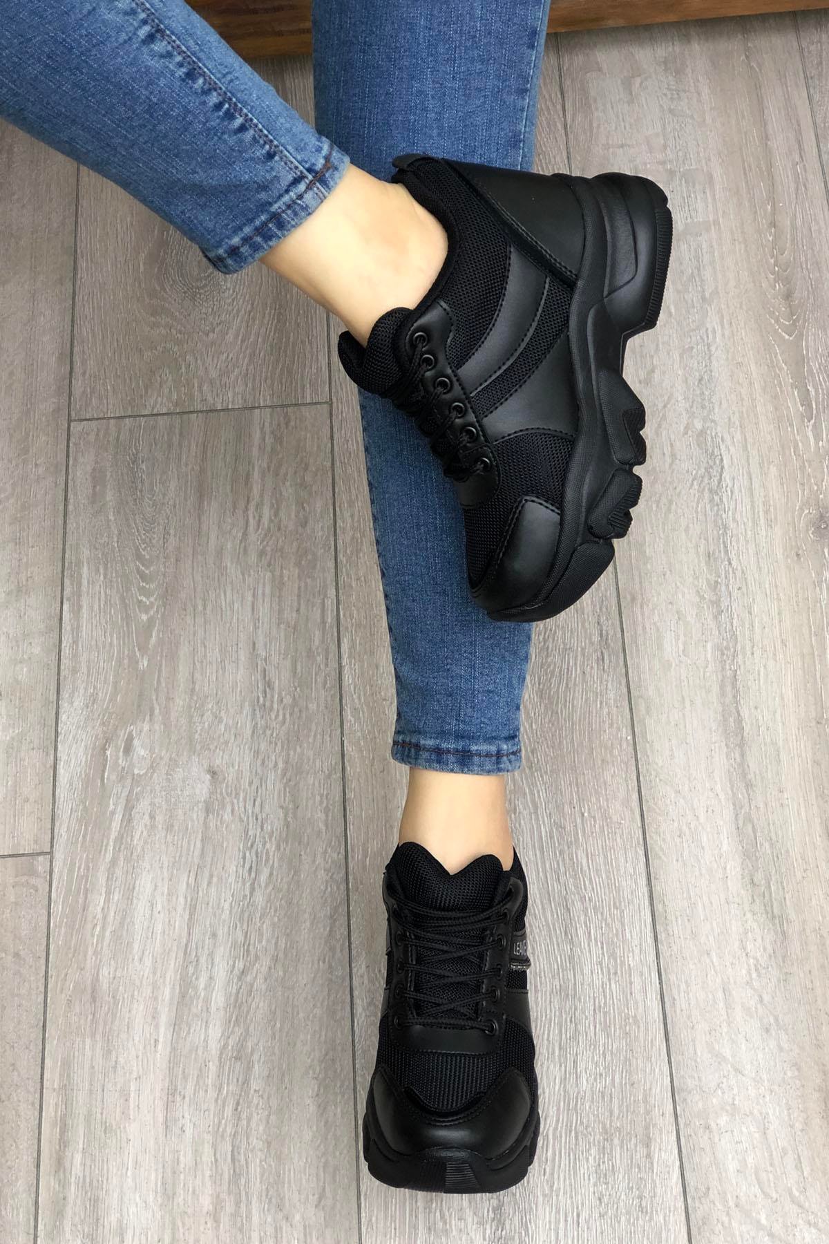 FLET 209 Anoraklı Kadın Spor Ayakkabı Siyah