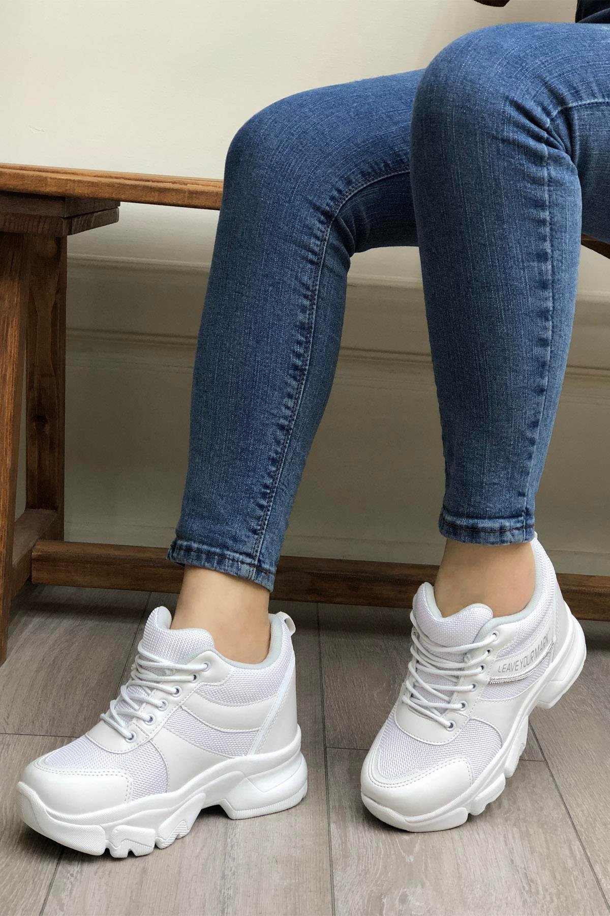 FLET 209 Anoraklı Kadın Spor Ayakkabı Beyaz