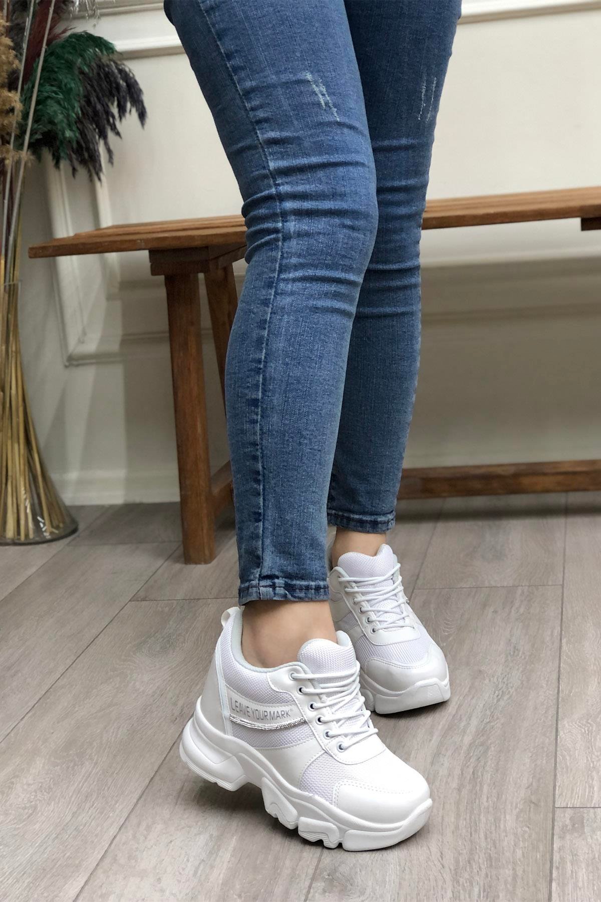 FLET 209 Anoraklı Kadın Spor Ayakkabı Beyaz