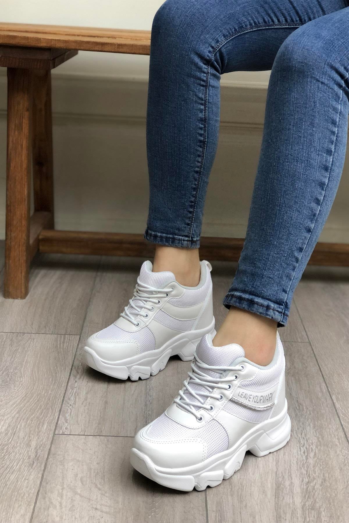 FLET 209 Anoraklı Kadın Spor Ayakkabı Beyaz