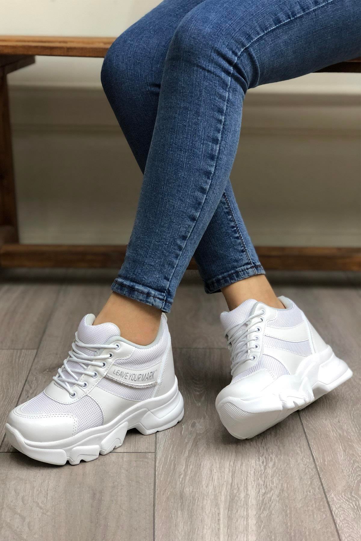 FLET 209 Anoraklı Kadın Spor Ayakkabı Beyaz