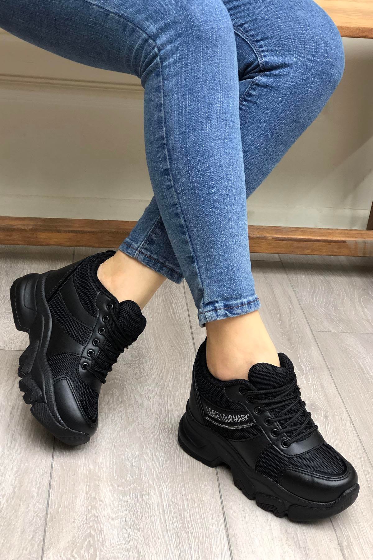 FLET 209 Anoraklı Kadın Spor Ayakkabı Siyah