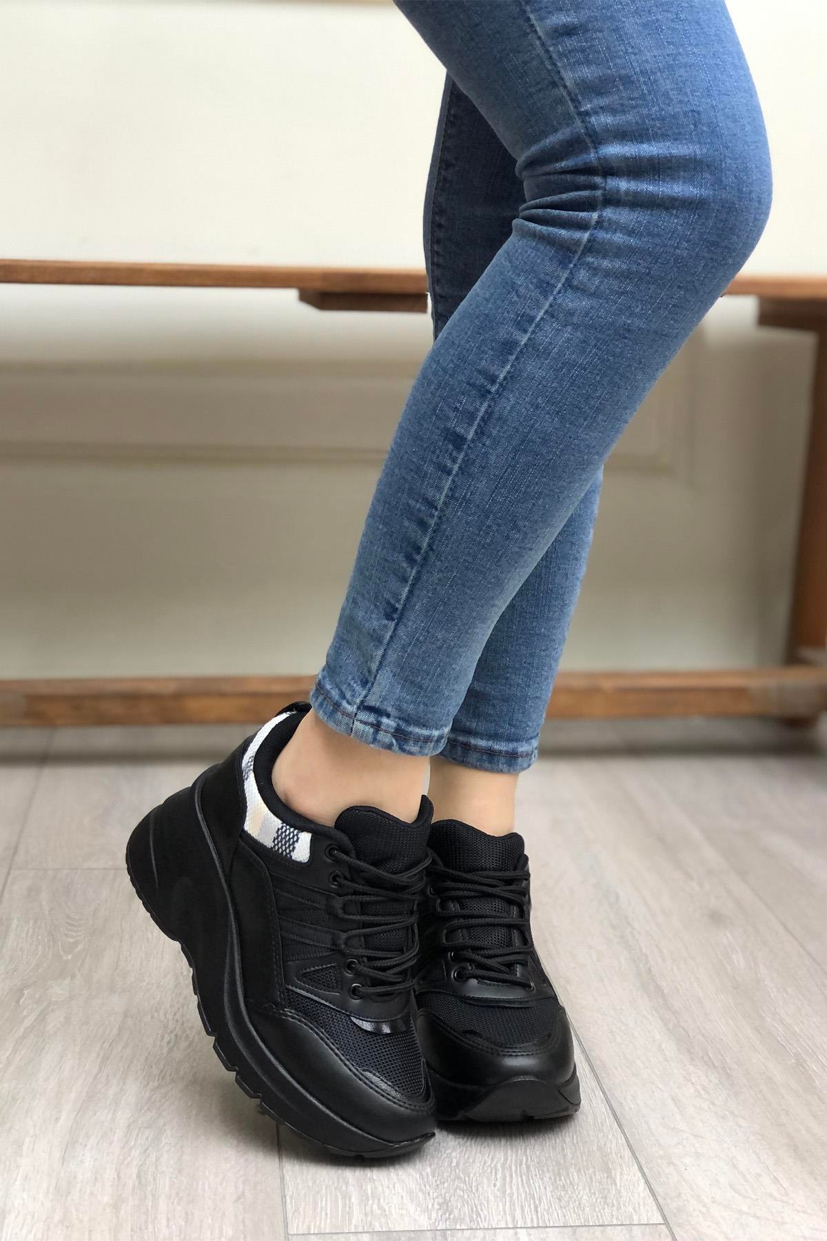 FLET 301 Anoraklı Kadın Spor Ayakkabı Siyah