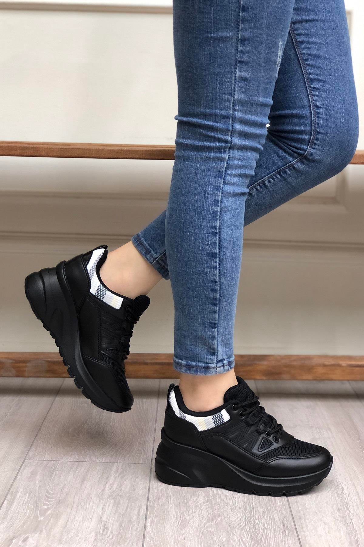 FLET 301 Anoraklı Kadın Spor Ayakkabı Siyah